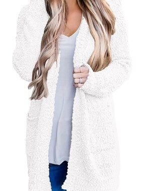 Cozy White Sherpa Open Cardigan